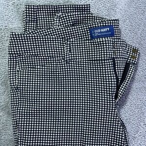 Old Navy Pixie Pants Gingham Black White Mid Rise‎ Career Casual Size 12 Women's